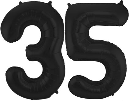 Folat Verjaardag Leeftijd folieballon - 35 jaar - zwart - 86 cm - cijferballon groot