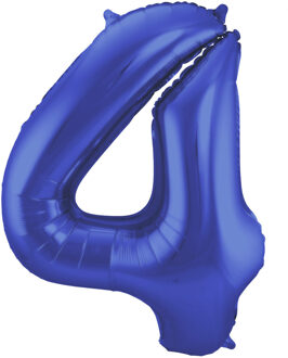 Folat Verjaardag Leeftijd folieballon - 4 jaar - blauw - 86 cm - cijferballon groot
