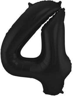 Folat Verjaardag Leeftijd folieballon - 4 jaar - zwart - 86 cm - cijferballon groot