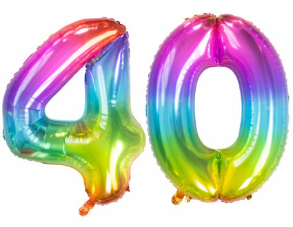 Folat Verjaardag Leeftijd folieballon - 40 jaar - multi kleuren - 86 cm - cijferballon groot