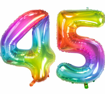 Folat Verjaardag Leeftijd folieballon - 45 jaar - multi kleuren - 86 cm - cijferballon groot