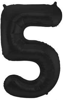 Folat Verjaardag Leeftijd folieballon - 5 jaar - zwart - 86 cm - cijferballon groot