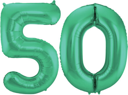 Folat Verjaardag Leeftijd folieballon - 50 jaar - groen - 86 cm - cijferballon groot