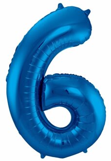 Folat Verjaardag Leeftijd folieballon - 6 jaar - blauw - 86 cm - cijferballon groot