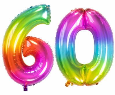 Folat Verjaardag Leeftijd folieballon - 60 jaar - multi kleuren - 86 cm - cijferballon groot