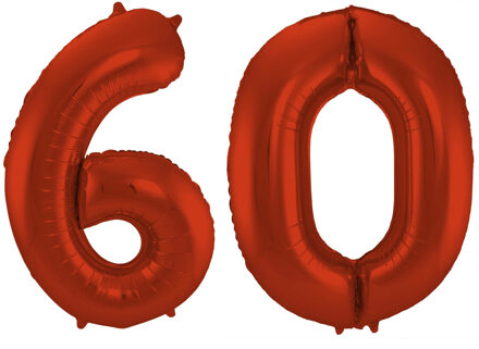 Folat Verjaardag Leeftijd folieballon - 60 jaar - rood - 86 cm - cijferballon groot