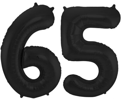 Folat Verjaardag Leeftijd folieballon - 65 jaar - zwart - 86 cm - cijferballon groot