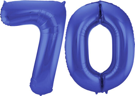 Folat Verjaardag Leeftijd folieballon - 70 jaar - blauw - 86 cm - cijferballon groot