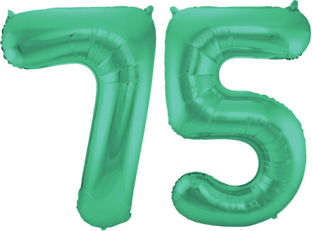 Folat Verjaardag Leeftijd folieballon - 75 jaar - groen - 86 cm - cijferballon groot