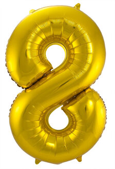 Folat Verjaardag Leeftijd folieballon - 8 jaar - goud - 86 cm - cijferballon groot