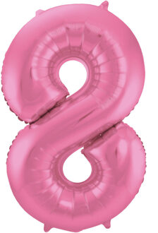 Folat Verjaardag Leeftijd folieballon - 8 jaar - roze - 86 cm - cijferballon groot