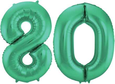 Folat Verjaardag Leeftijd folieballon - 80 jaar - groen - 86 cm - cijferballon groot