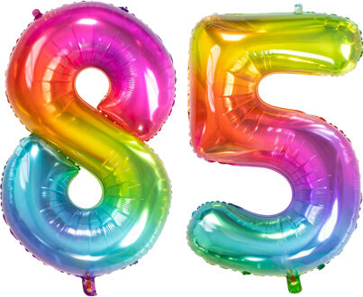 Folat Verjaardag Leeftijd folieballon - 85 jaar - multi kleuren - 86 cm - cijferballon groot