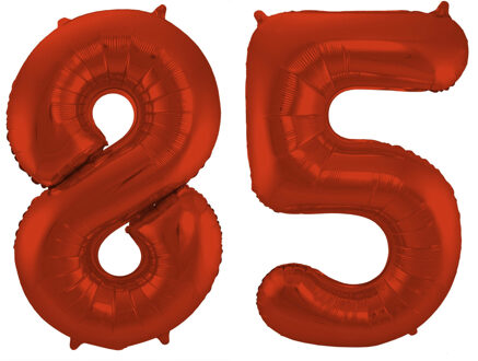 Folat Verjaardag Leeftijd folieballon - 85 jaar - rood - 86 cm - cijferballon groot