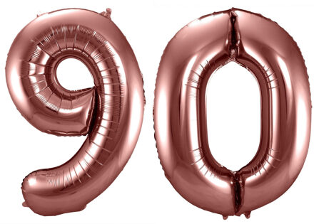 Folat Verjaardag Leeftijd folieballon - 90 jaar - ros? goud - 86 cm - cijferballon groot