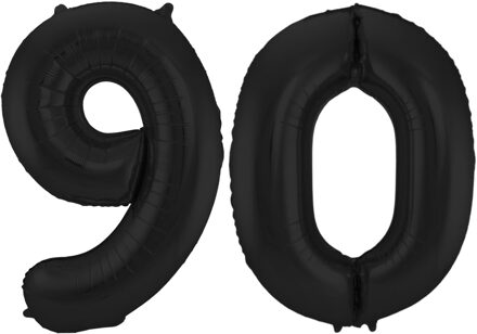 Folat Verjaardag Leeftijd folieballon - 90 jaar - zwart - 86 cm - cijferballon groot