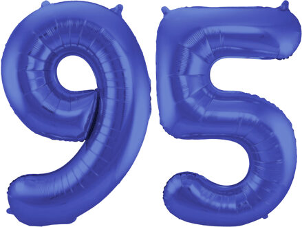 Folat Verjaardag Leeftijd folieballon - 95 jaar - blauw - 86 cm - cijferballon groot
