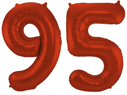 Folat Verjaardag Leeftijd folieballon - 95 jaar - rood - 86 cm - cijferballon groot