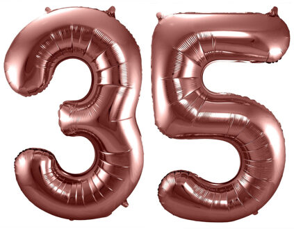 Folat Verjaardag Leeftijd folieballonnen - 35 jaar - rose goud - 86 cm - cijferballon groot