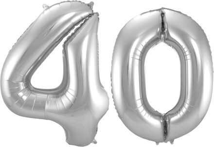 Folat Verjaardag Leeftijd folieballonnen - 40 jaar - zilver - 86 cm - cijferballon groot