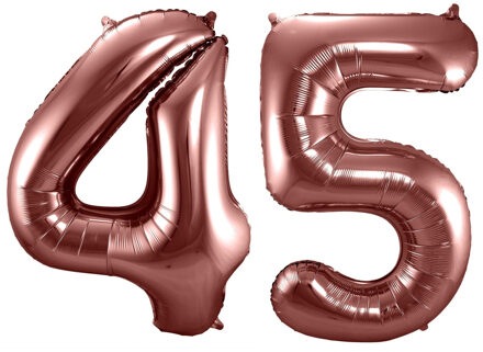 Folat Verjaardag Leeftijd folieballonnen - 45 jaar - rose goud - 86 cm - cijferballon groot