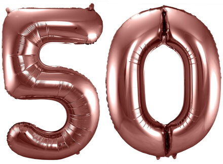 Folat Verjaardag Leeftijd folieballonnen - 50 jaar - rose goud - 86 cm - cijferballon groot