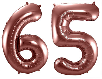 Folat Verjaardag Leeftijd folieballonnen - 65 jaar - rose goud - 86 cm - cijferballon groot