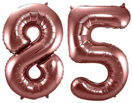 Folat Verjaardag Leeftijd folieballonnen - 85 jaar - rose goud - 86 cm - cijferballon groot