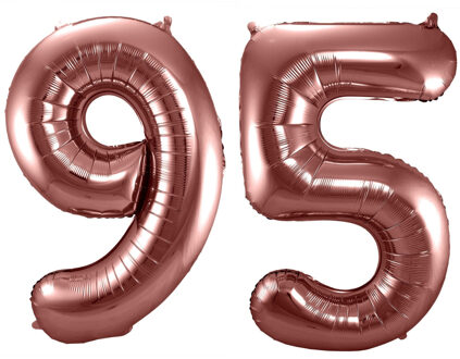 Folat Verjaardag Leeftijd folieballonnen - 95 jaar - rose goud - 86 cm - cijferballon groot
