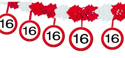 Folat Verkeersbord verjaardag slinger 16 jaar thema van 4 meter Multi