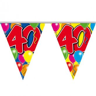 Folat Vlaggenlijn 40 jaar - 10 meter - plastic - leeftijd versiering - 40e verjaardag