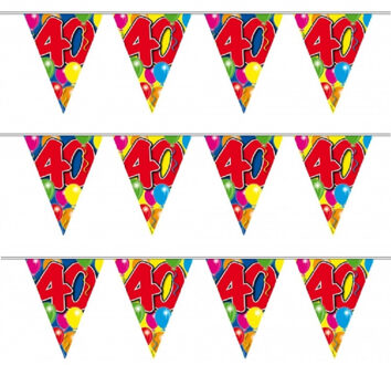 Folat Vlaggenlijn 40 jaar - Set van 4x stuks - 10 meter - plastic - leeftijd versiering - 40e verjaardag