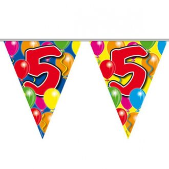 Folat Vlaggenlijn 5 jaar - 10 m - plastic - leeftijd versiering - 5e verjaardag