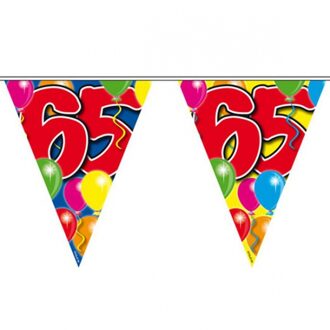 Folat Vlaggenlijn 65 jaar - 2x - 10 meter - plastic - Leeftijd versiering - 65e verjaardag/jubileum
