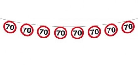 Folat Vlaggenlijn 70 jaar - 2x stuks - verkeersbord - 12 meter - feestartikelen - jubileum Multi