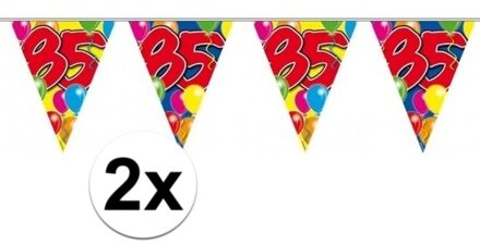 Folat Vlaggenlijn 85 jaar - 2x - 10 meter - plastic - Leeftijd versiering - 85e verjaardag Multi