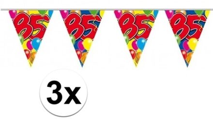 Folat Vlaggenlijn 85 jaar - 3x - 10 meter - plastic - Leeftijd versiering - 85e verjaardag