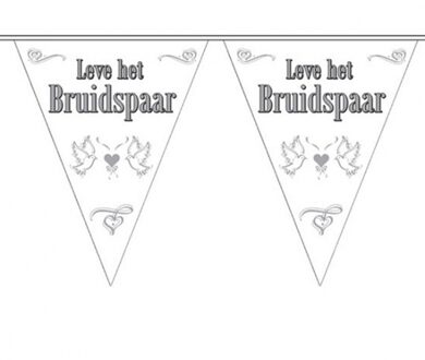 Folat Vlaggenlijn Bruidspaar - 10 meter - huwelijk - leve het bruidspaar Wit