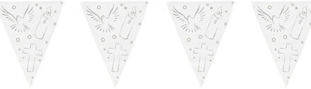 Folat Vlaggenlijn communie - 2x stuks - wit - 10 meter - plastic - 1e communie - feestartikelen