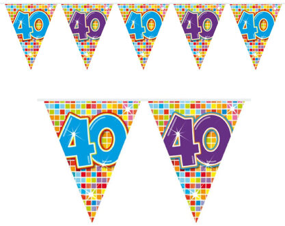 Folat Vlaggenlijn/Slinger - 40 jaar - 3 m - verjaardag - mini vlaggen