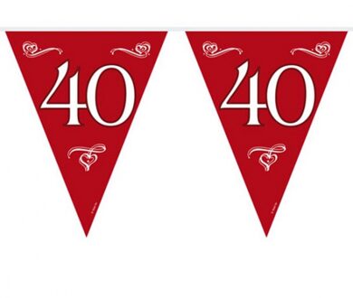 Folat Vlaggenlijnen 40 jaar - rood - 10 meter - plastic - 40e jubileum slingers - versiering