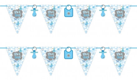Folat Vlaggenlijnen geboorte jongen - 2x stuks - blauw - 6 meter - Its a boy
