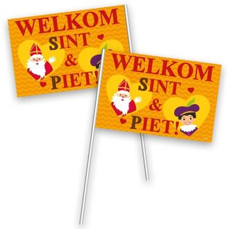 Folat Voordeelset 8x welkom Sint en Piet zwaaivlaggetjes - sinterklaas vlaggetjes