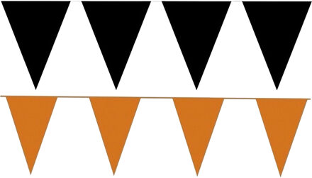 Folat Zwart/oranje feestversiering puntvlaggetjes pakket 40 meter