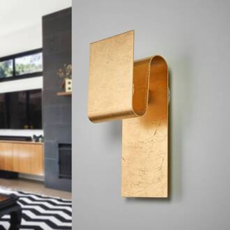 Fold - wandlamp bedekt met bladgoud goudkleurig