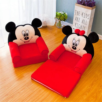 Foldable Baby Kids Cartoon Crown Sofa Seat Children Princess Chair Neat Puff Skin Children Lazy Backrest Plush Seats Cushion