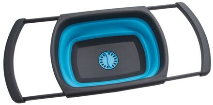 Foldable Drain Basket Collapsible Fruit Vegetable Washing Container Portable Folding Picnic Basin with Water Leaking Function blauw