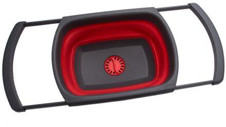 Foldable Drain Basket Collapsible Fruit Vegetable Washing Container Portable Folding Picnic Basin with Water Leaking Function rood