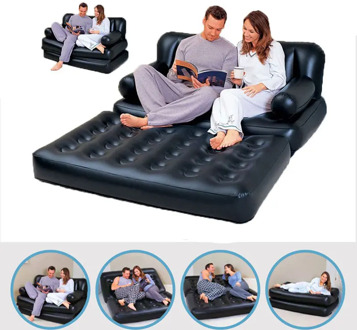 Foldable Inflatable Sofa Leather Folding Multifunctional Home Furniture Garden Sofa Bedroom Portable Camping Bed for 2 Person