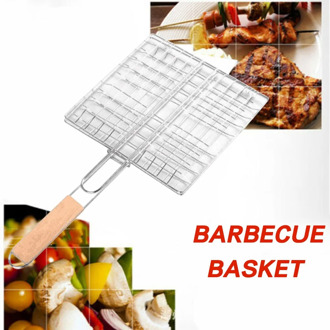 Foldable Non-stick Barbecue Net Foldable Bbq Grilling Portable Bbq Basket Net Fish Meat Hamburg Net Camping Picnic Tools